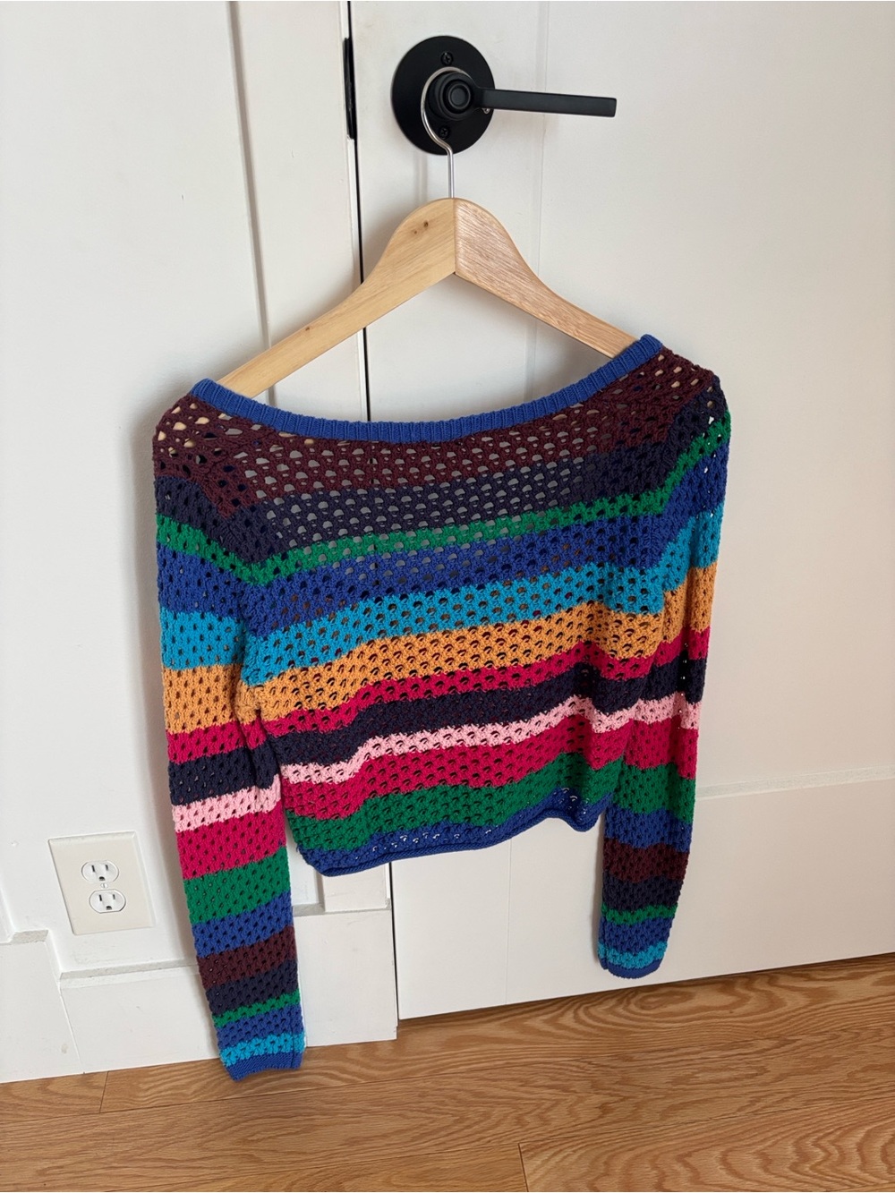 Crochet long-sleeved rainbow top M Zara cropped - Picture 4 of 5